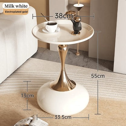 Modern side table with ceramic base and metal legs – 55 cm high | Skanto