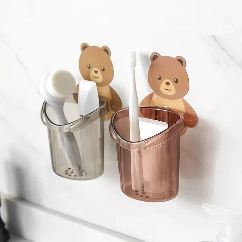 Bear Toothbrush Holder Cup Wall-Mounted Karnz