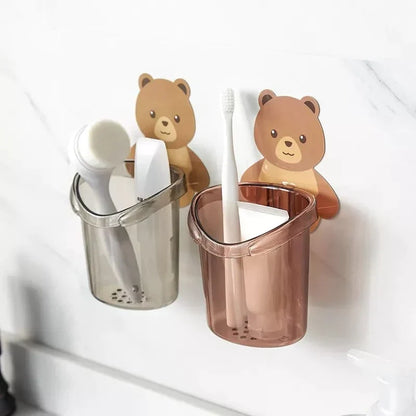 Bear Toothbrush Holder Cup Wall-Mounted Karnz