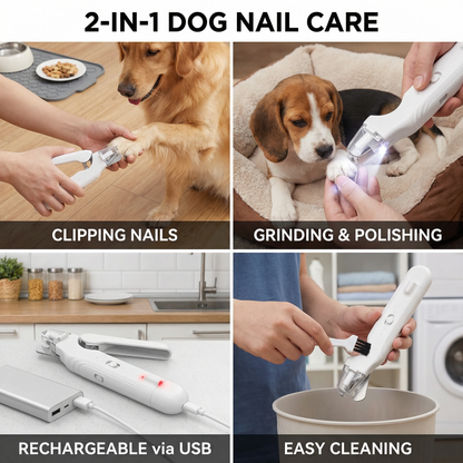 2-in-1 Professional Dog Nail Trimmer & Grinder – Ultra-Quiet & Rechargeable Skanto