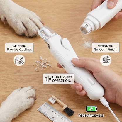 2-in-1 Professional Dog Nail Trimmer & Grinder – Ultra-Quiet & Rechargeable Skanto