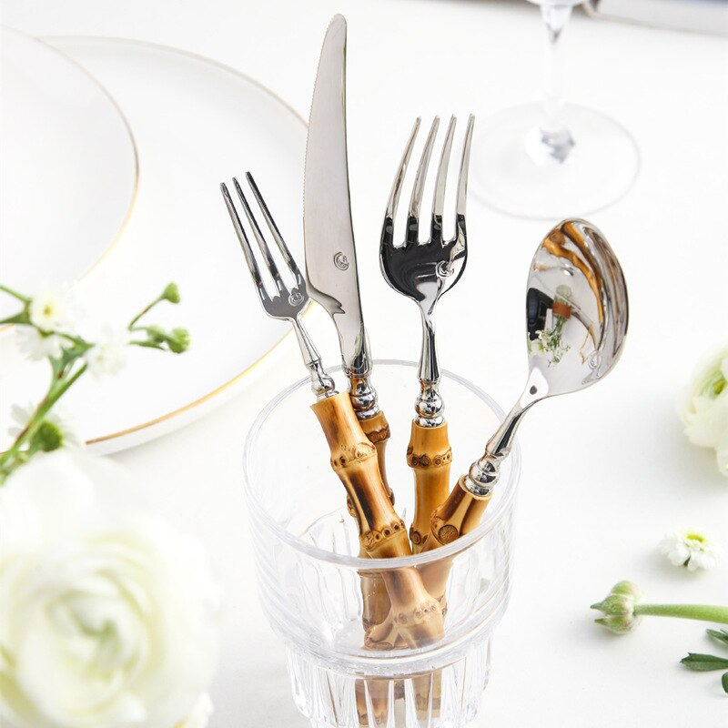 Arashiyama Bamboo & Stainless Steel Cutlery Set – Natural Elegance | Brehn