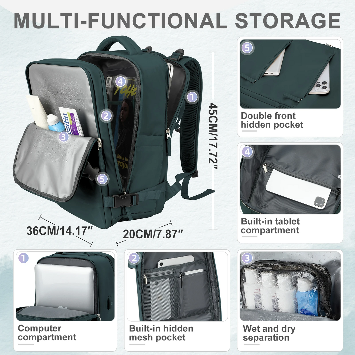 BowLift | Durable Backpack for Trips with USB Charging Port