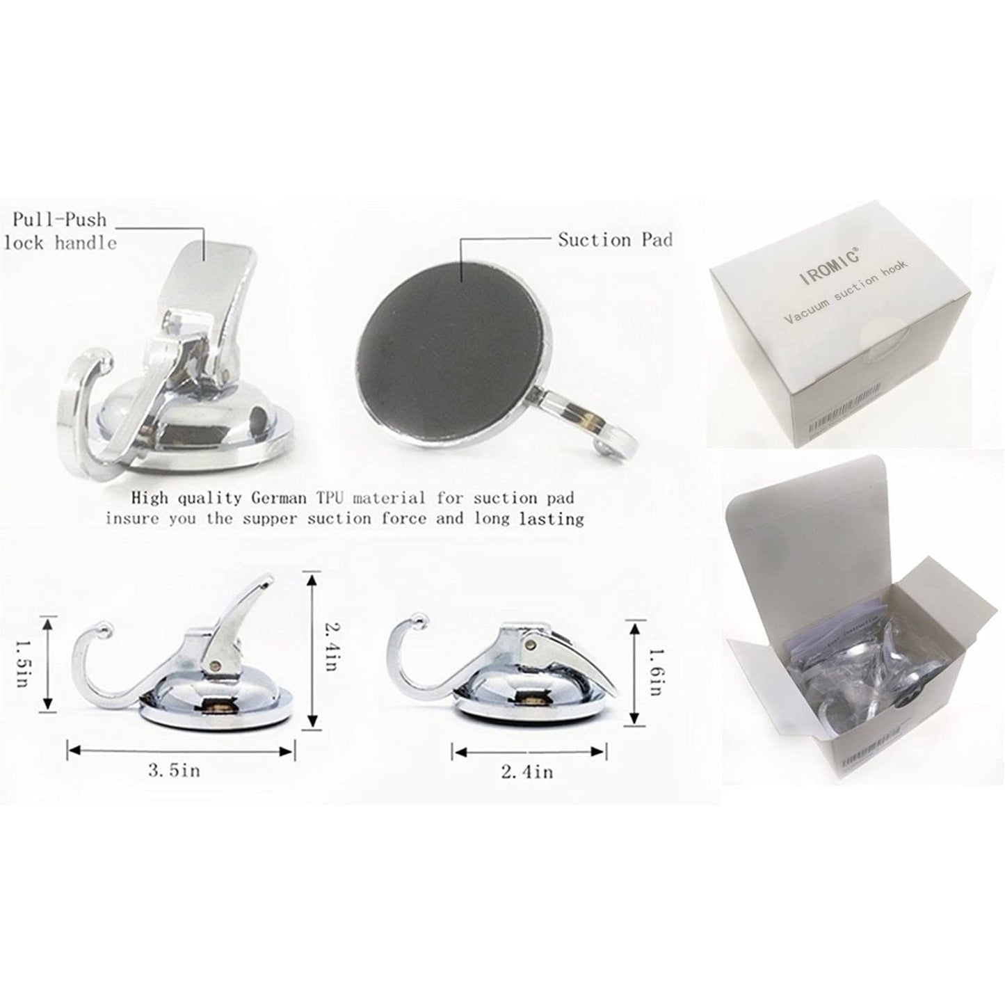 BowLift | 2-Pack: Heavy-Duty Vacuum Suction Cup Hooks
