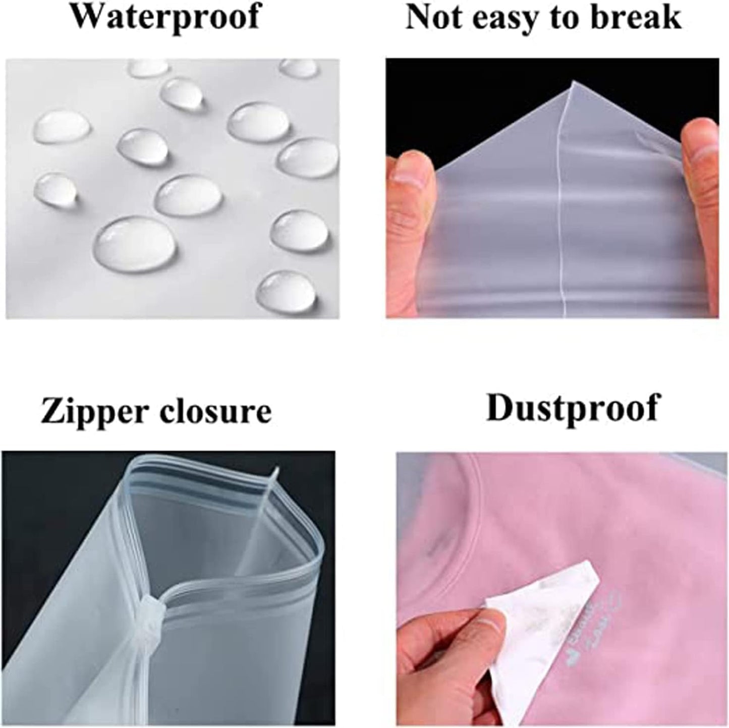 BowLift | Multi-Purpose Frosted Zip Storage Bags – 20-Pack Plastic Garment Sleeves (Buy 2 Sets, Take 1 FREE)