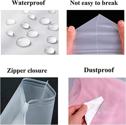 Multi-Purpose Frosted Zip Storage Bags – 20-Pack Plastic Garment Sleeves (Buy 2 Sets, Take 1 FREE) | Bowlift