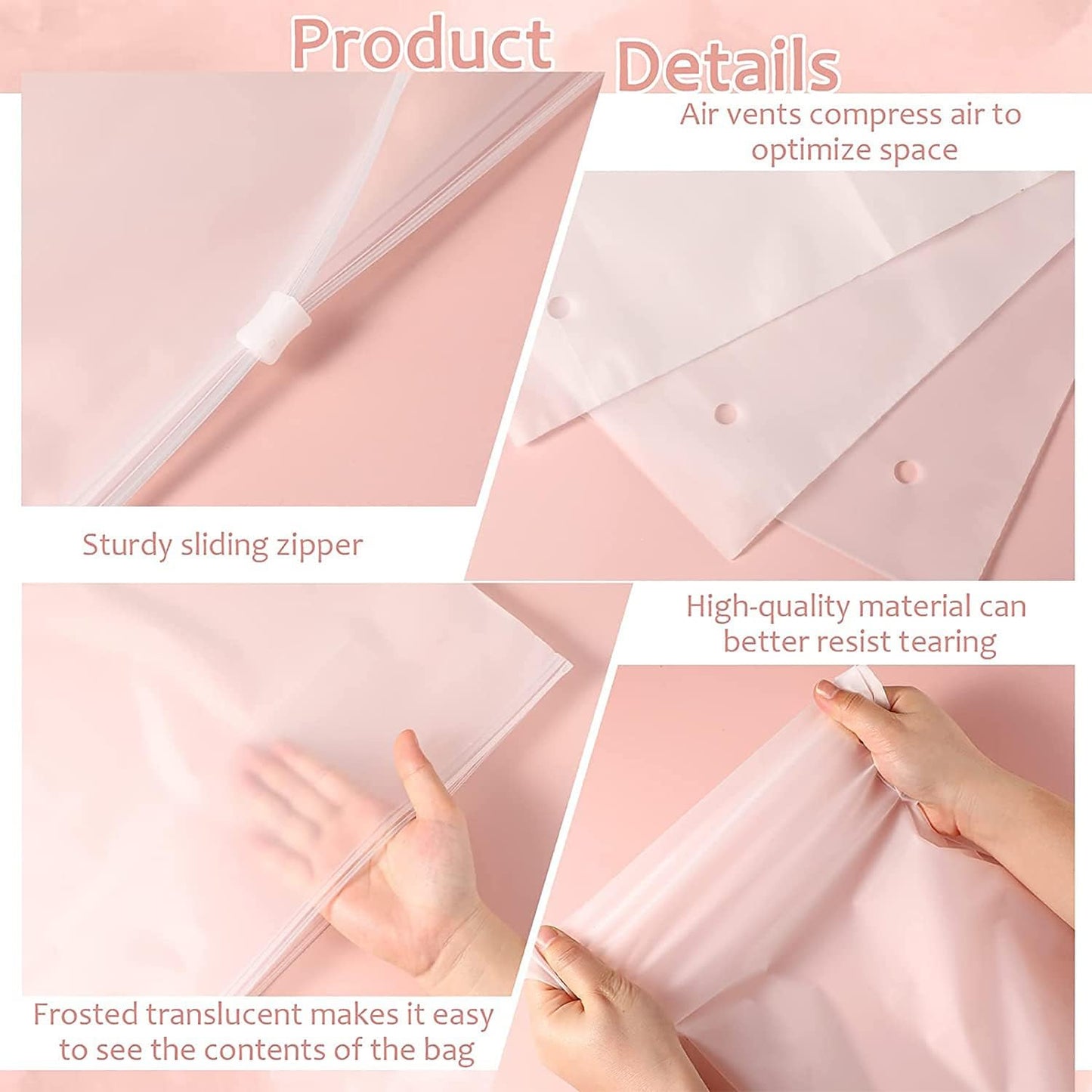 Multi-Purpose Frosted Zip Storage Bags – 20-Pack Plastic Garment Sleeves (Buy 2 Sets, Take 1 FREE) | Bowlift