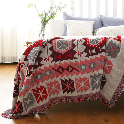 Bohemian knitted throw blankets for sofa decor