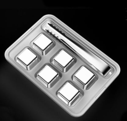 Skanto | Reusable 304 Stainless Steel Ice Cubes, with 3-Minute Quick Cooling and Portable Storage Box, Without Diluting Flavor, for Drinks, Coffee, Wine, and More