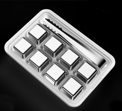 Skanto | Reusable 304 Stainless Steel Ice Cubes, with 3-Minute Quick Cooling and Portable Storage Box, Without Diluting Flavor, for Drinks, Coffee, Wine, and More