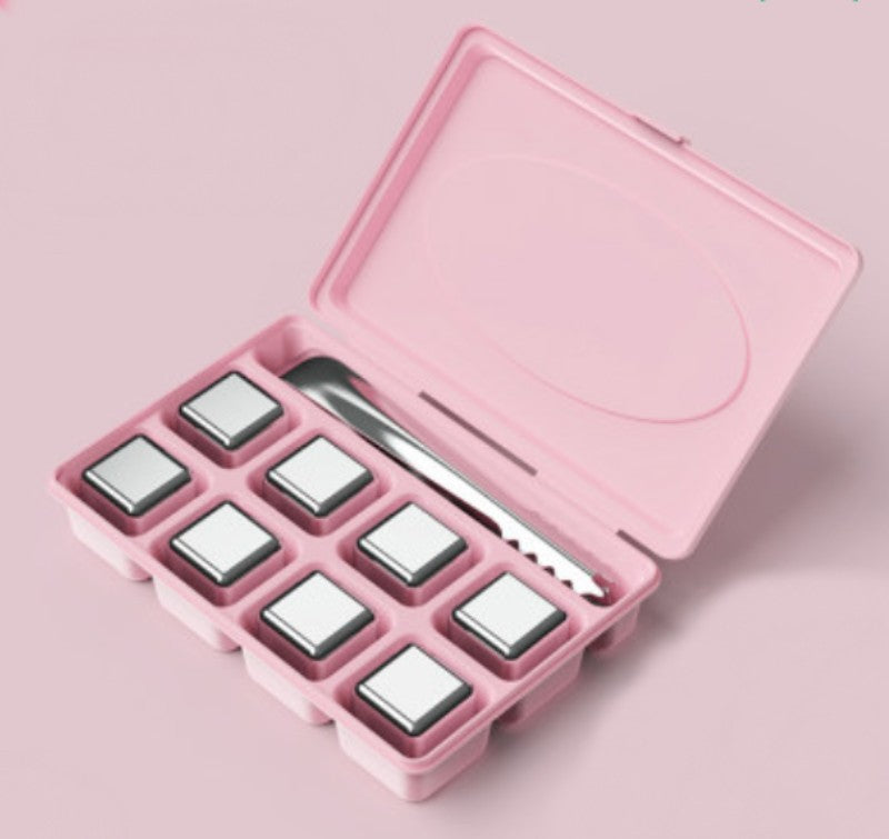 Skanto | Reusable 304 Stainless Steel Ice Cubes, with 3-Minute Quick Cooling and Portable Storage Box, Without Diluting Flavor, for Drinks, Coffee, Wine, and More