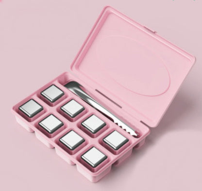 Skanto | Reusable 304 Stainless Steel Ice Cubes, with 3-Minute Quick Cooling and Portable Storage Box, Without Diluting Flavor, for Drinks, Coffee, Wine, and More