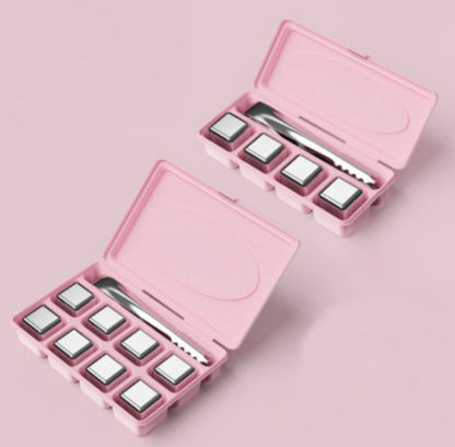 Skanto | Reusable 304 Stainless Steel Ice Cubes, with 3-Minute Quick Cooling and Portable Storage Box, Without Diluting Flavor, for Drinks, Coffee, Wine, and More