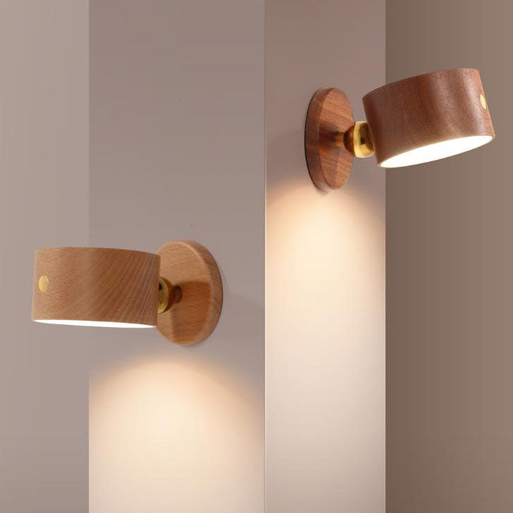 Skanto | Simple Wood USB Rechargeable Touch Magnet LED Night Light Wall Lamp