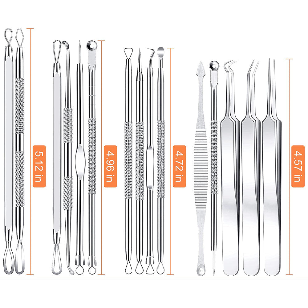 Skanto | Stainless Steel Blackhead Remover Pimple Popper Tool Kit with Metal Case