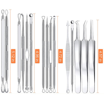 Skanto | Stainless Steel Blackhead Remover Pimple Popper Tool Kit with Metal Case