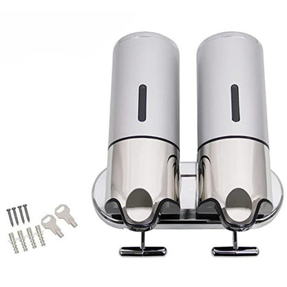 Wall-Mounted Stainless Steel Soap Holder and Dispenser for Bathroom Shower Soap Pump