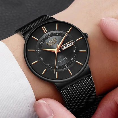 Skanto | Luxury Men's Ultra-Thin Waterproof Stainless Steel Quartz Watch – Elegant Date Display Sport Wristwatch
