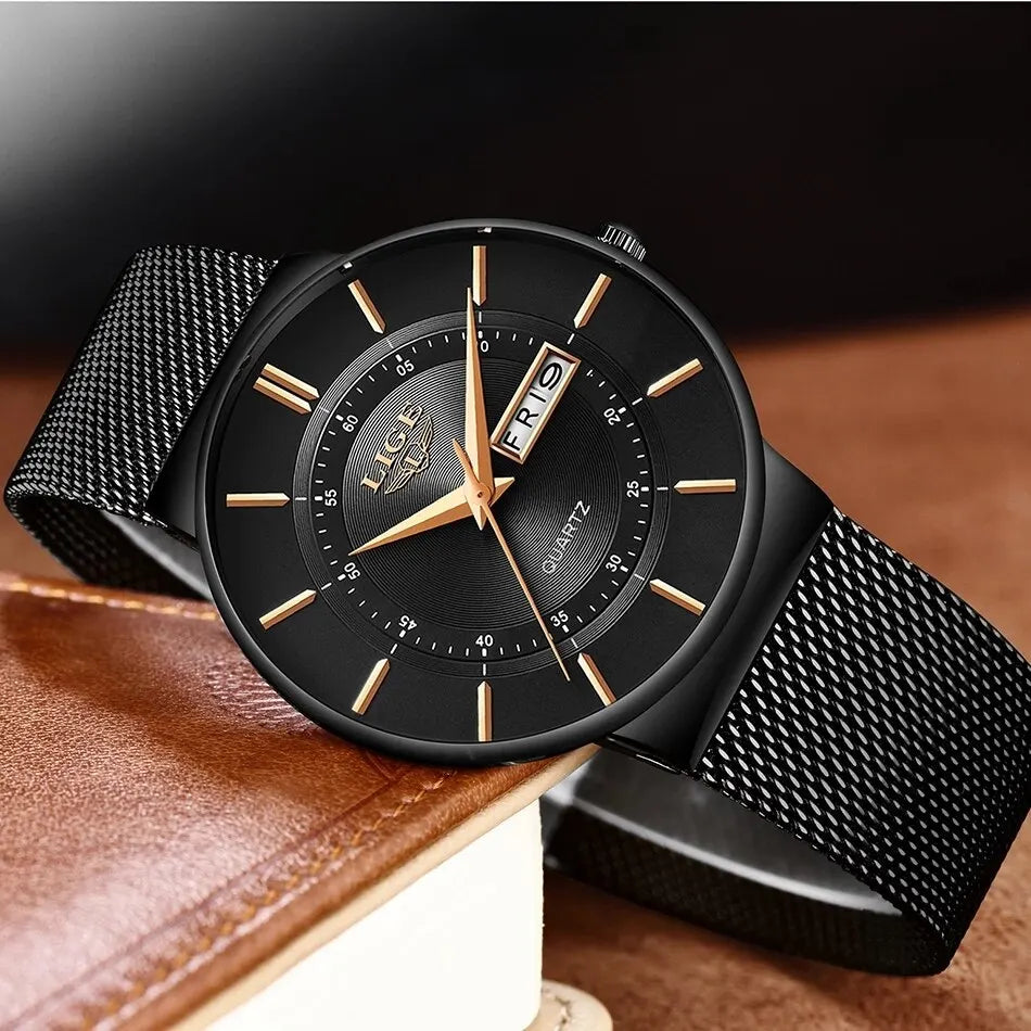 Skanto | Luxury Men's Ultra-Thin Waterproof Stainless Steel Quartz Watch – Elegant Date Display Sport Wristwatch