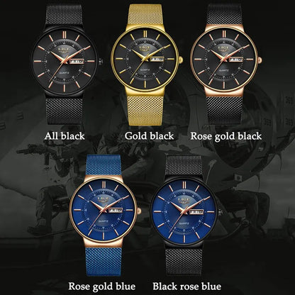 Skanto | Luxury Men's Ultra-Thin Waterproof Stainless Steel Quartz Watch – Elegant Date Display Sport Wristwatch