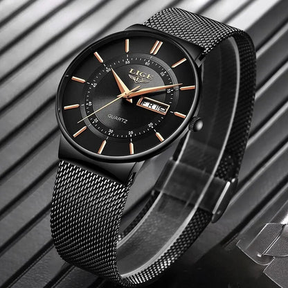 Skanto | Luxury Men's Ultra-Thin Waterproof Stainless Steel Quartz Watch – Elegant Date Display Sport Wristwatch