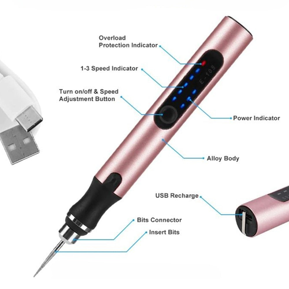 Skanto | USB Rechargeable Engraver Pen | Precise and Quiet | Metal, Adjustable Speed