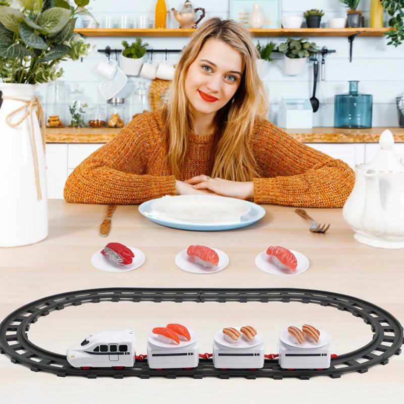 Skanto | Rotary Sushi Train Toy Roller Coaster Conveyor Belt Set - Battery Operated