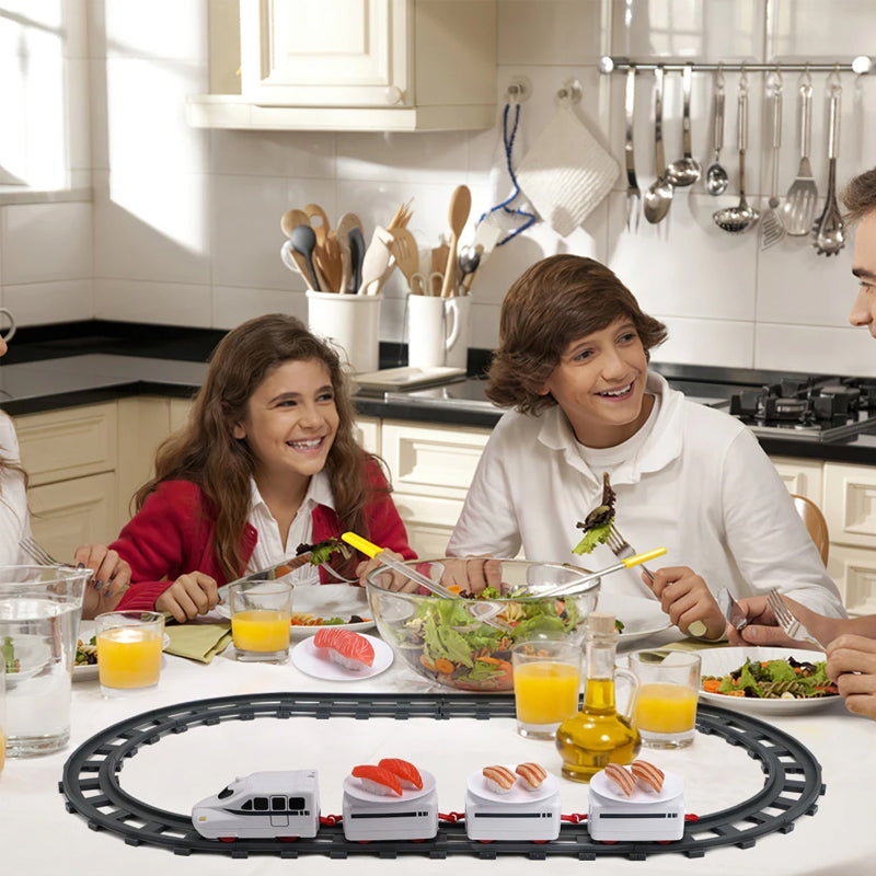 Skanto | Rotary Sushi Train Toy Roller Coaster Conveyor Belt Set - Battery Operated