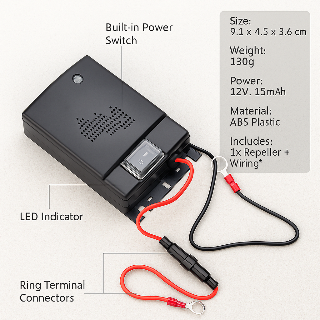 BowLift | Ultrasonic Car Mice Repeller | Portable. Self-Powered & Effective for Vehicle Protection Against Rodents