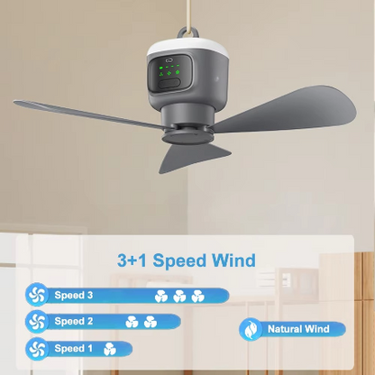 BowLift | Ultimate Outdoor 12000mAh Rechargeable Ceiling Fan with LED Light