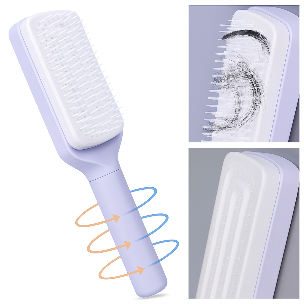 Cleaning Hairbrush – Gentle Detangle – Retractable Bristle Design – For All Hair Types & Busy Mornings Bowlift