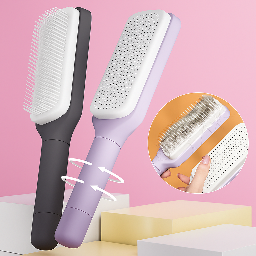 Cleaning Hairbrush – Gentle Detangle – Retractable Bristle Design – For All Hair Types & Busy Mornings Bowlift