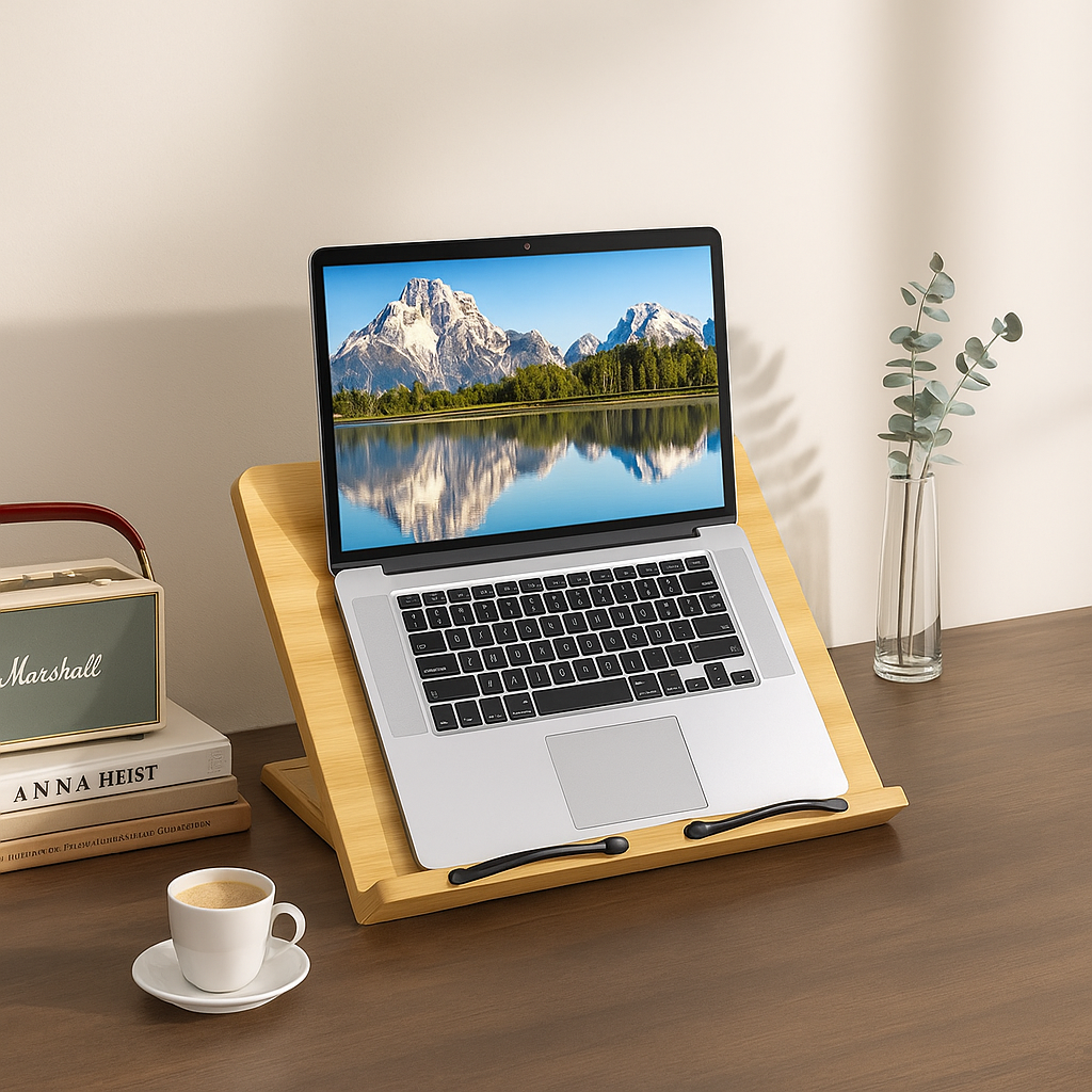 Foldable adjustable – Sturdy wooden frame – Cookbooks, tablets, and hands-free reading Karnz
