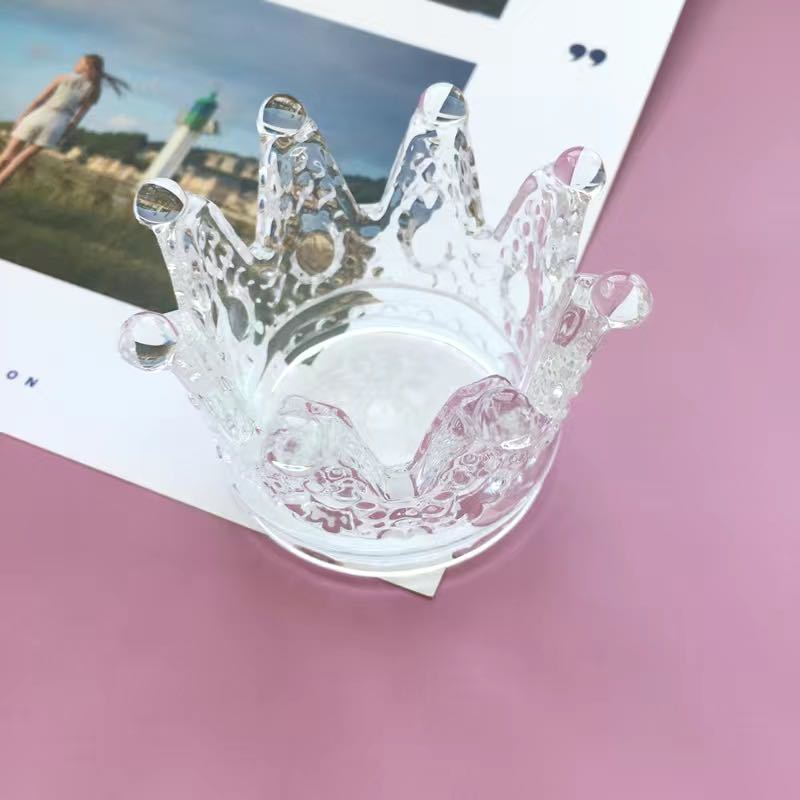 Crown-Shaped Textured Glass Votive Candle Holder Acalora