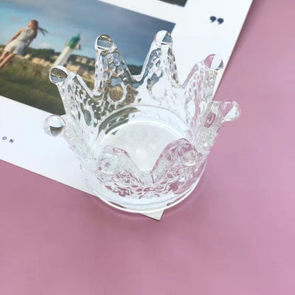 Crown-Shaped Textured Glass Votive Candle Holder Acalora