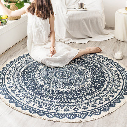 Frendorf | Round Boho Rug | Geometric Cotton Pattern