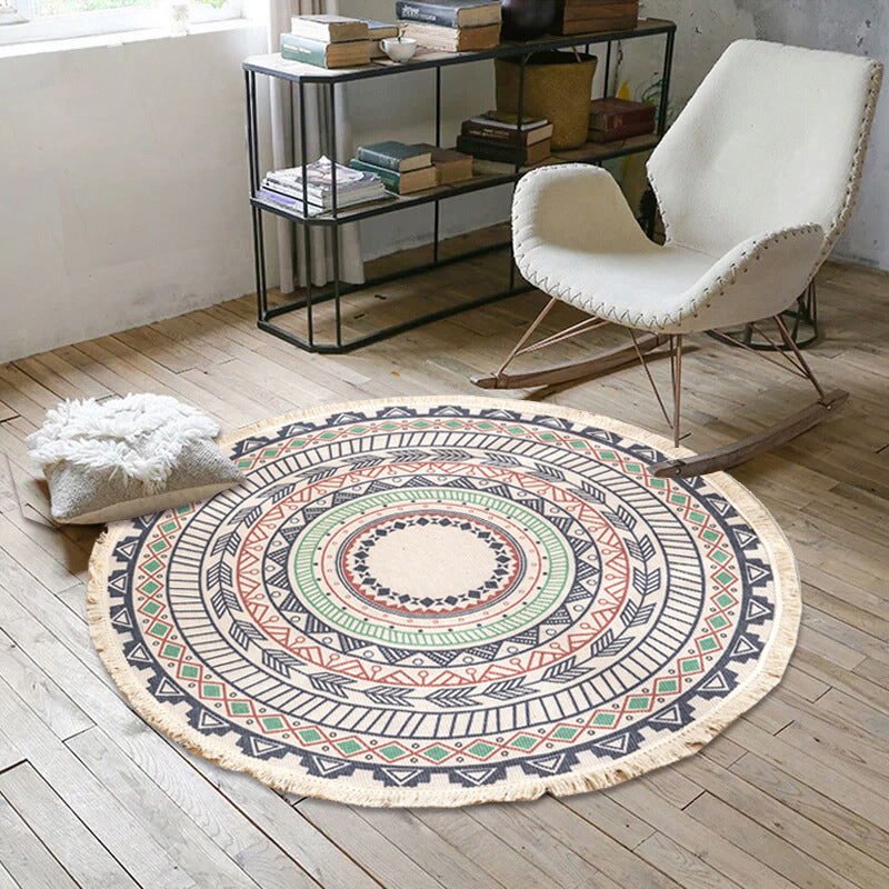Frendorf | Round Boho Rug | Geometric Cotton Pattern