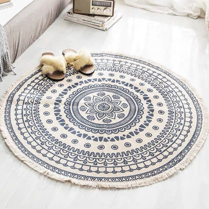 Frendorf | Round Boho Rug | Geometric Cotton Pattern