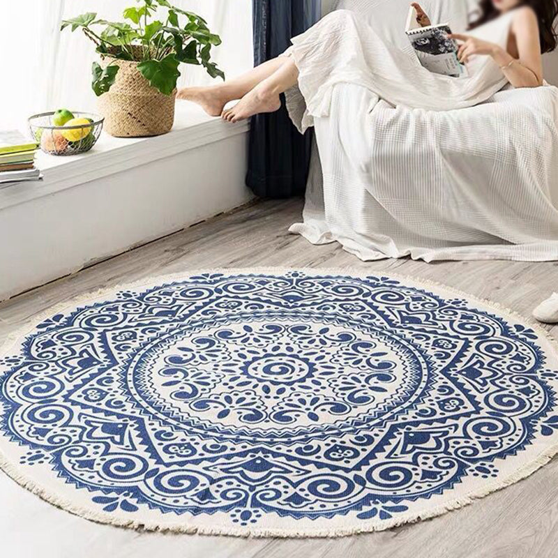 Frendorf | Round Boho Rug | Geometric Cotton Pattern