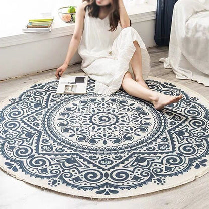 Frendorf | Round Boho Rug | Geometric Cotton Pattern