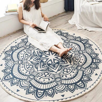Frendorf | Round Boho Rug | Geometric Cotton Pattern