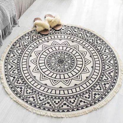 Frendorf | Round Boho Rug | Geometric Cotton Pattern