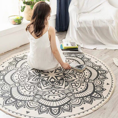 Frendorf | Round Boho Rug | Geometric Cotton Pattern