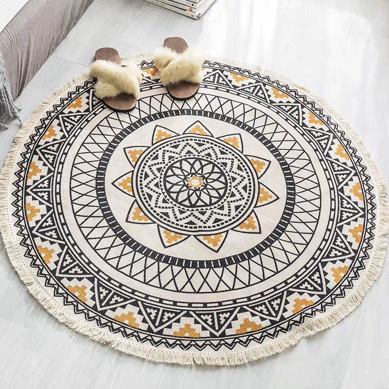 Frendorf | Round Boho Rug | Geometric Cotton Pattern