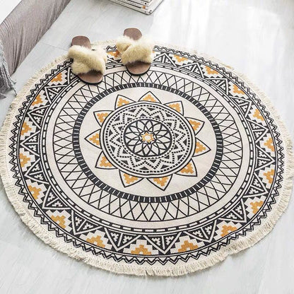 Frendorf | Round Boho Rug | Geometric Cotton Pattern