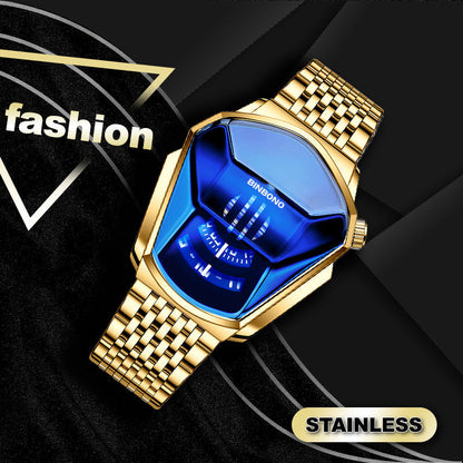 Men's quartz watch in diamond style