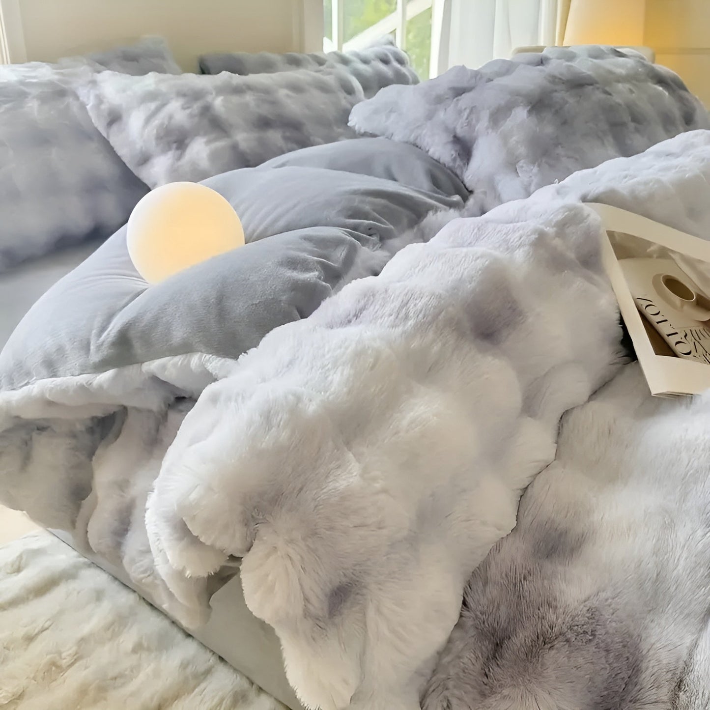 Cozy Plush Bedding Set – Warm and soft for Autumn & Winter | Reversible design in rabbit fur & milk velour | Karnz