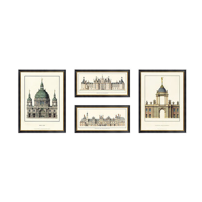 Vintage Architectural Print Wall Decor Set