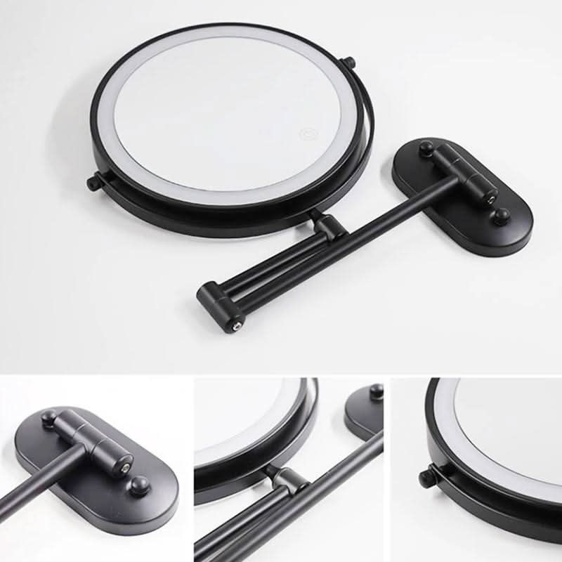 Skanto | Black LED Rechargeable Makeup Mirror – 3-Color Light