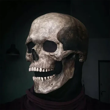 Skanto | Moving Jaw Realistic Full Head Skull Mask - Human Skeleton Mask for Halloween Party